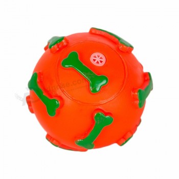 Wholesale Bone Printing  Pet Dog Cat Toy Play Food Leaking Ball Training Chew Squeaky Rubber Dog Toy