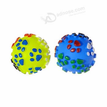 Dog Foot Printing Big Silicone Squeaky Ball Dog Toys Chewing Pet Toys Ball Throw