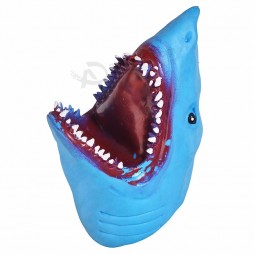 Suave tpr azul vívidamente tiburón mano títere guantes niños niños juguete animal muñecas modelo regalo bebé juguete