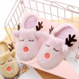 warm soft indoor reindeer moose animal plush Christmas slippers