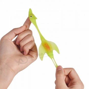 Auditoria de fábrica bsci tpr dinossauro pegajoso estilingue de dedo brinquedo estilingue