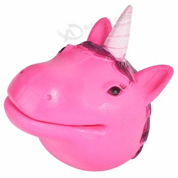 Bsci Factory Audit Tpr Soft Rubber Realistic Rose Red Unicorn Animal Guante de marioneta de mano para juguete de niños