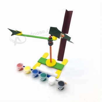 Diy juguete de madera anemómetro diversión niños ciencia kit aprender personalizado