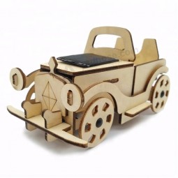 Carro de corrida solar quebra-cabeça de madeira diy carro de brinquedo personalizado