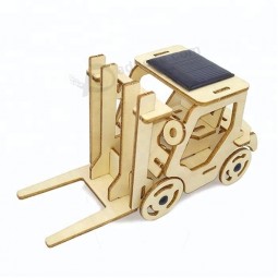 定制木制叉车拼图太阳能动力玩具车