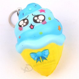 Promotional hot sale kawaii keychain decompression squishy food ice cream squeeze toy for kids