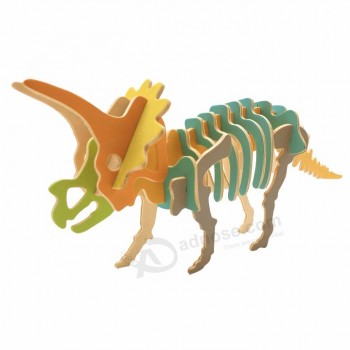 子供トリケラトプスアセンブリおもちゃ恐竜パズルウッドカスタム