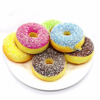 Promocional multi-Color exprimir lento aumento pu squishy donut bun comida juguete para niños