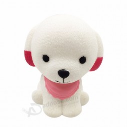 OEM custom anti-stress lovely white dog slow rise squeeze soft animal squishy toy for kids