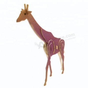 Faible moq en bois girafe 3d puzzle jouet personnalisé
