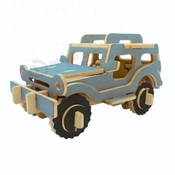 Personnalisé voiture en bois puzzle 3d montage jouet véhicule pour les enfants