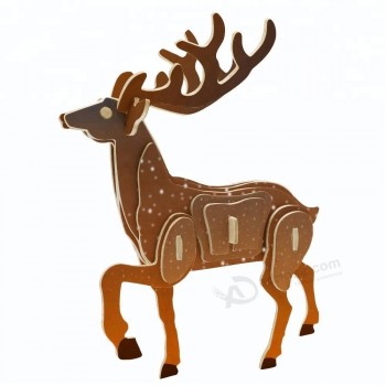 Regalo de madera ciervos de navidad 3d rompecabezas niños educativos de madera juguetes personalizados