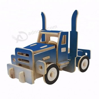 Modelo de reboque quebra-cabeça 3d de madeira diy carro de montagem brinquedos personalizados