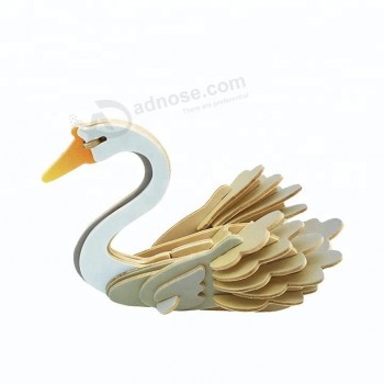 ステムパズルおもちゃ木製の白鳥モデル3dパズルカスタム