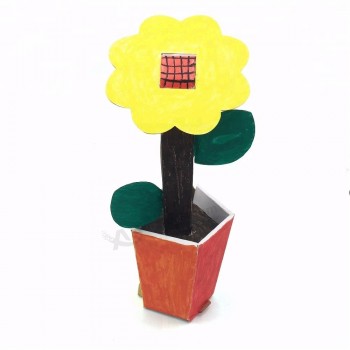 Pintar 3d pote de flores papel educativo puzzle diy crianças artesanato atacado