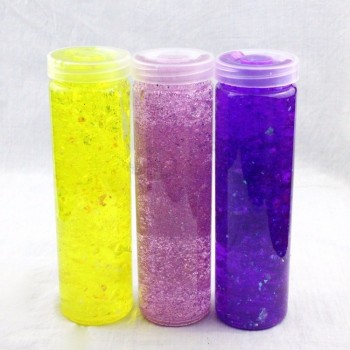 Neue Versorgung lange Plastikeimer Farbe Pailletten Kristall Schleim für Kinder