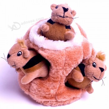 wholesale seek and hide squirrel plush toy kawaii toy for pet dogs training toy