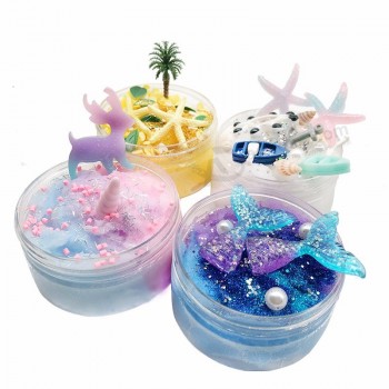 Zeemeermin kristal modder zeester slijm kit container squeeze speelgoed op maat