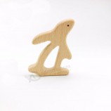 Collier pendentif dentifrice bébé lapin en bois naturel