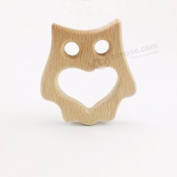 Baby Teething Beech Wooden Teether Owl Charms Sensory Toy