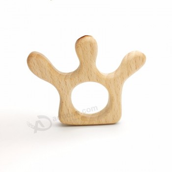 Corona di legno naturale principessa masticare legno massaggiagengive giocattoli dentizione masticare ciondolo