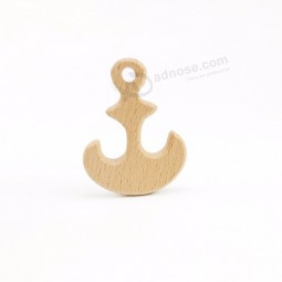 Beech Wood Anchor Shape Pendant DIY Craft Natural Wooden Teether for Necklace