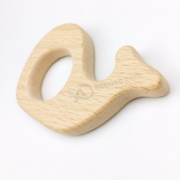 Wood Baby Teething Accessories Wooden Whale Shape Teether Sensory Toys