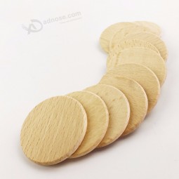 Logotipo personalizado de madera círculo plano disco monedas de madera rebanadas bricolaje artesanal cuentas de madera planas