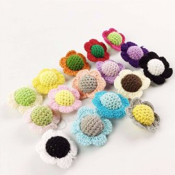 Decorative Crocheted Cotton Flowers with Wooden Beads for DIY Accessories