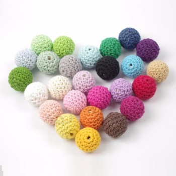 20毫米 Wooden Crochet Round Beads Baby Teething Beads for Jewelry