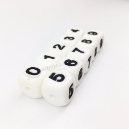 12毫米 Food Grade Silicone Teething Baby Accessories Cube Number Beads Wholesale