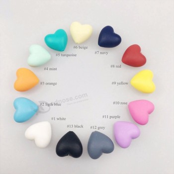 Teething Jewelry Making Necklace Beads Silicone Heart Beads