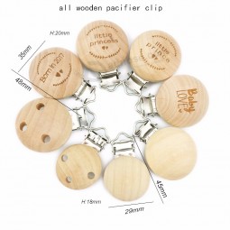 Natuurlijke houten duidelijke ronde baby tandjes houten fopspeen clip