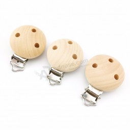 30мм Maple Wood Safe Baby Teething Pacifier Clips Baby DIY Dummy Pacifier Holder