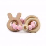 Wooden Animals Silicone Beads Food Grade Silicone Teethers Newborn Baby Girl Nursing Bracelet