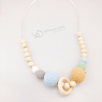 Wooden Beads Food Grade Baby DIY Jewelry Latest Design Crochet Beads Necklace