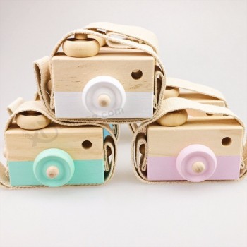 Logo personalizado chidren regalo niño juguete | Juguetes de bebe decorados con cámara de madera para juegos de simulación