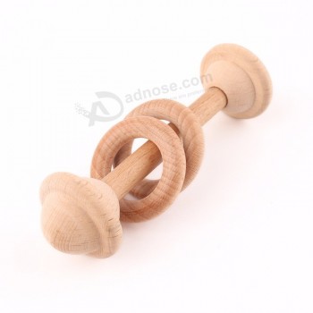 Organic Beech Wooden Teething Ring Baby Play Gym Rattle Toys
