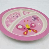 newest bamboo fiber cartoon kids divided food plate