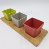 bio bamboo fiber salad bowls set with base