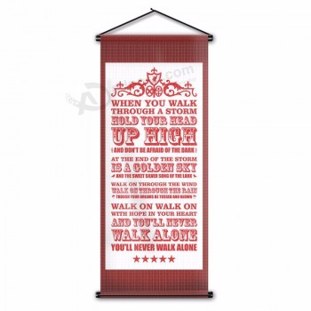 You'll Never Walk Alone Song Quotes Scroll Banner Indoor Bedroom Decor Hanging Wall Flag for LFC Soccer Fan Gift