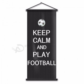 Football Fans Gift Scroll Banner Bedroom Decor Keep Calm and Play Football Hanging Wall Flag for Club Show 45x110cm