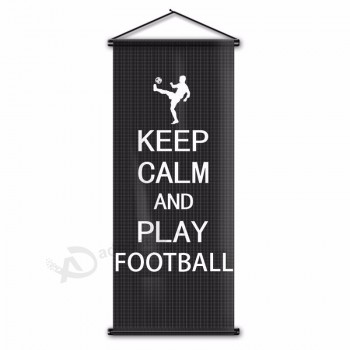 FC House Decor Flag Keep Calm and Play Football Quotes Hanging Poster Wall Banner for Football Club Fans 45x110cm