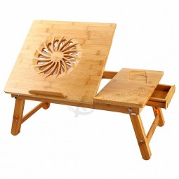Bandeja de mesa para mesa de bambú para laptop con patas ajustables