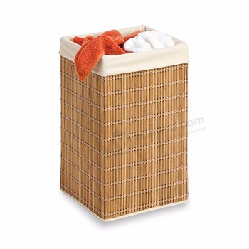 Quadrado hamper organizador de roupas cesto de roupa suja de bambu cesta