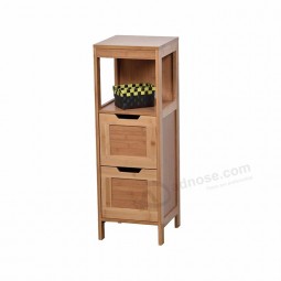 Storage Floor 2 Drawers 2 Shelves Bamboo Bathroom Corner Cabinet