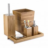 Ensemble naturel de 6 accessoires de salle de bain en bambou de luxe
