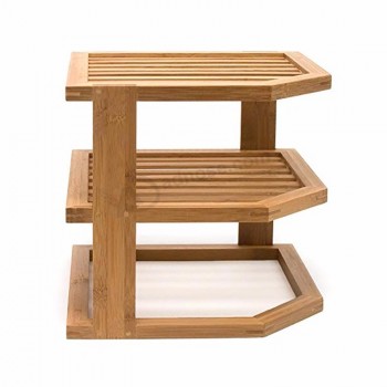 Bamboo Wood 3-Porte-serviettes de coin pour salle de bain