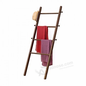 5-足の壁-傾いた木製のはしごタオル掛け