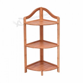 3 Tier Free Standing Bamboo Living Room Corner Shelf